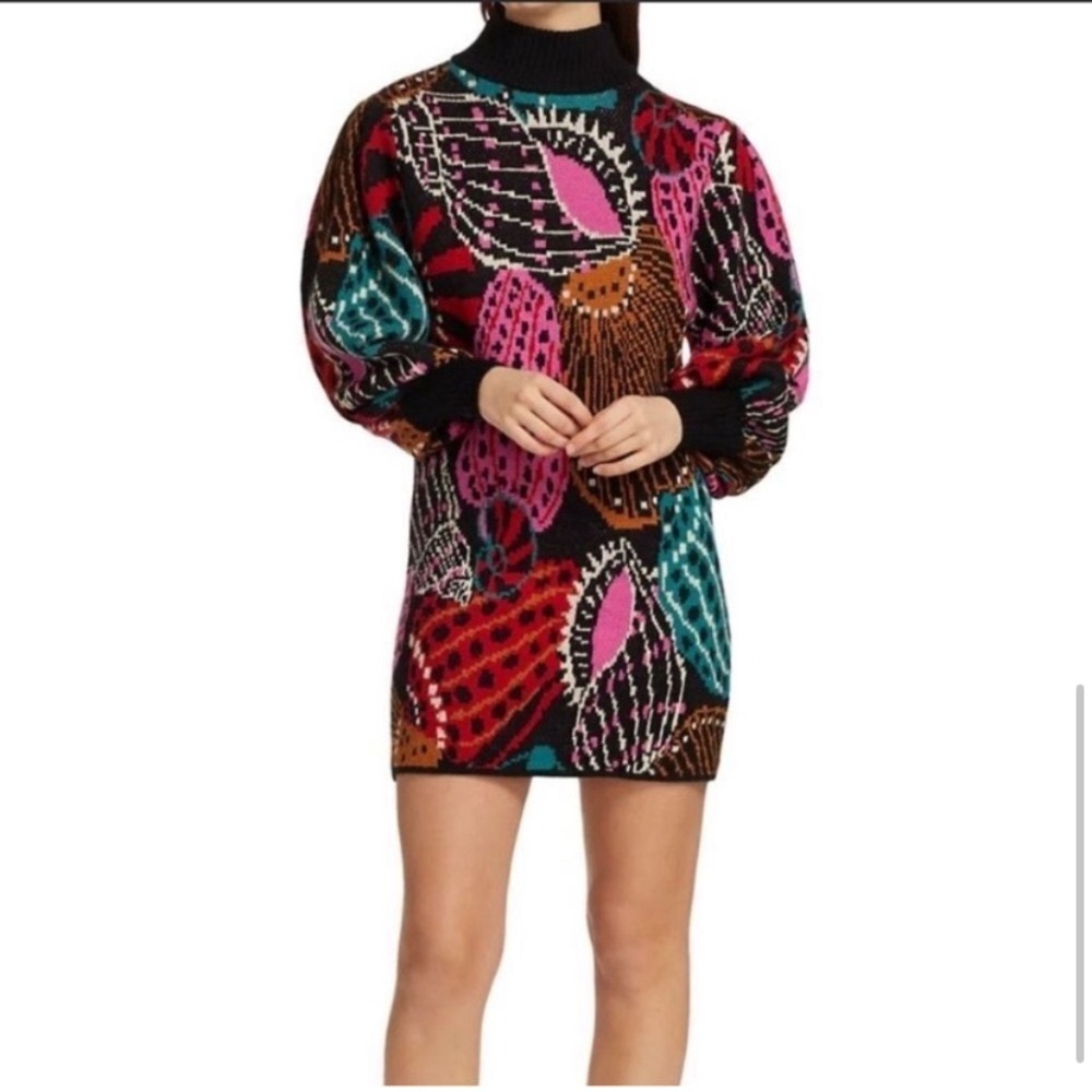 Farm Rio NWT Mixed Leopard Pop Sweater Dress